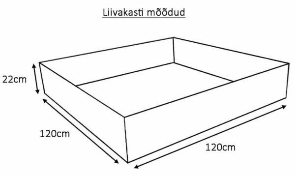 Liivakast Hugo 12, kaane ja pinkidega, mõõdud