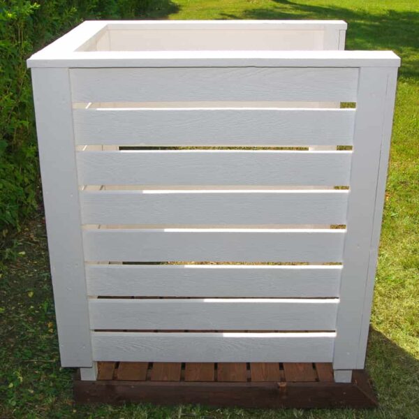 prügimaja Rene240L, prügimaja Rene240L valge, prügimaja, prügimaja 240L, prügikonteineri ümbris, prügikonteineri ümbris 240L, prügimaja Rene240L horisontaallaudisega